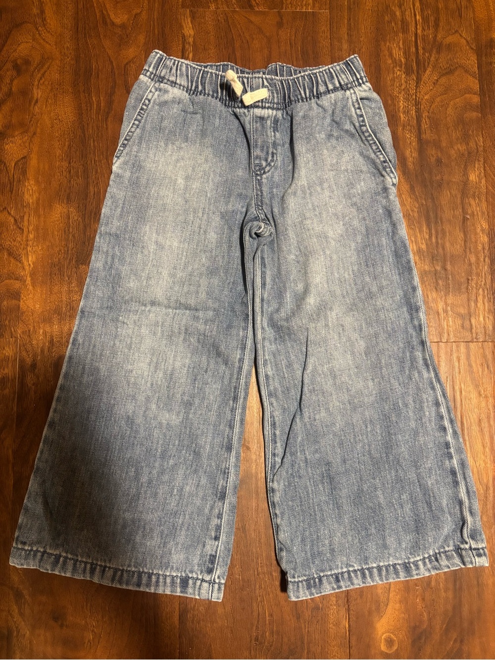 Cat & Jack Girls’ Pull On Wide Leg Jeans - Blue XS